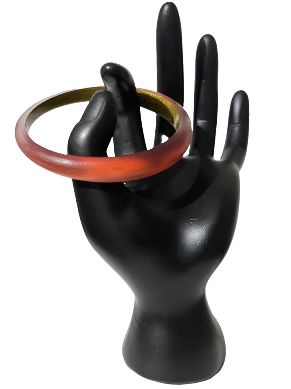 Alexis Bittar • Signed Metallic Orange Lucite Bangle Bracelet Skinny Size 8
